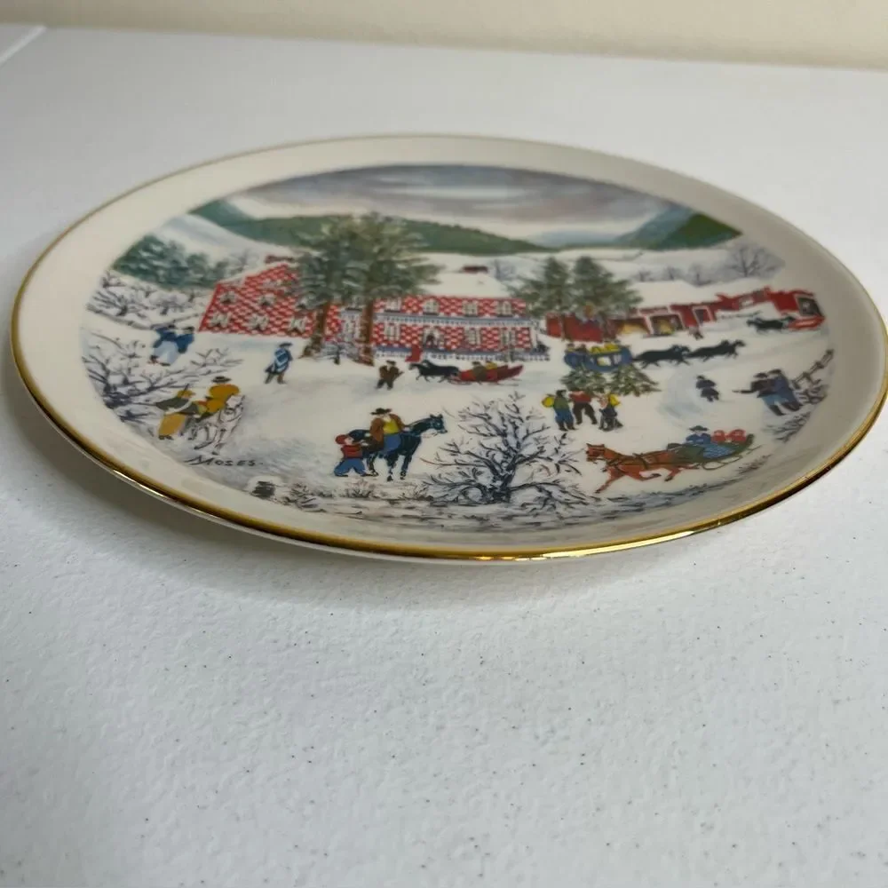 Vintage 70s Ridgewood Fine China Grandma Moses The Old Checkard House In Winter